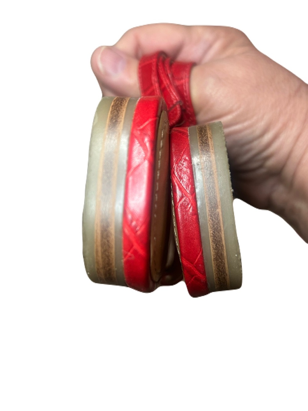 Marc Fisher Red Croc-Embossed Strappy Mules - Picture 7 of 7
